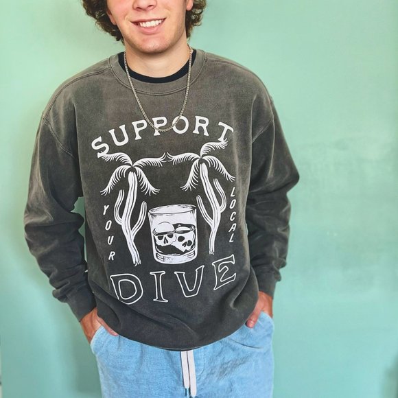 Vintage Black Dive Bar Graphic Sweatcrew